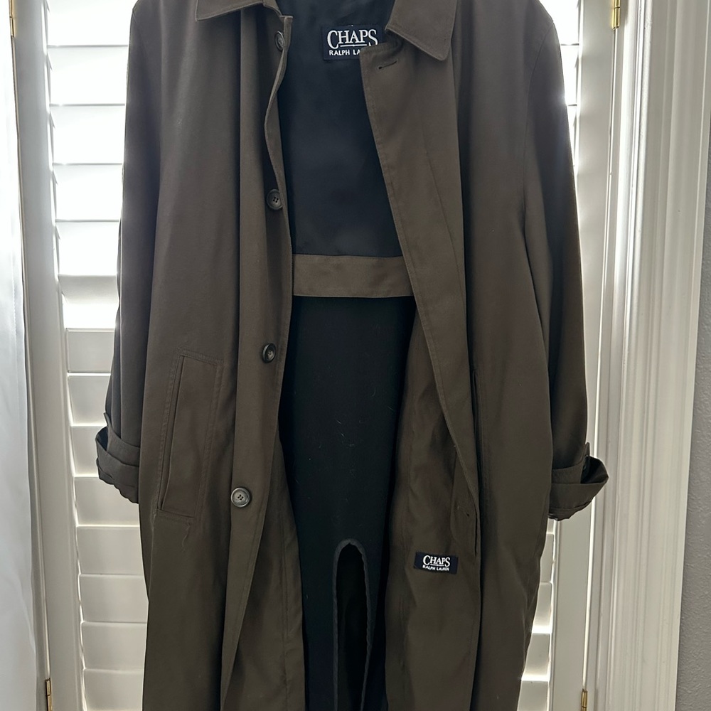 Chaps Men's Olive Trench Coat